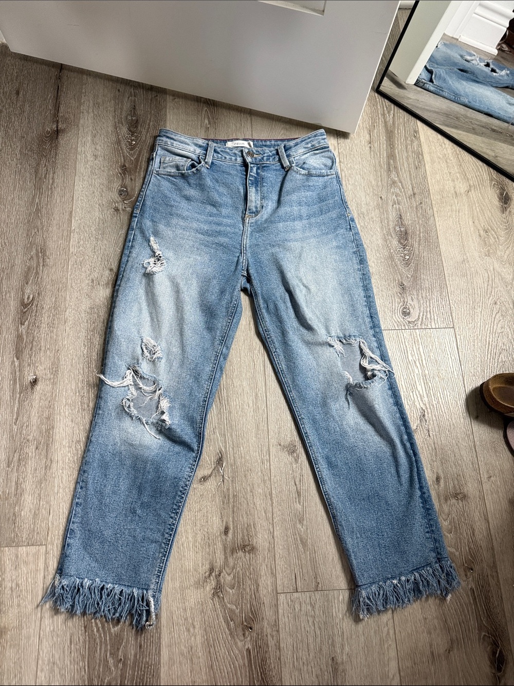 Cello Light Blue Distressed Women's Jeans with Frayed Hem Size 5